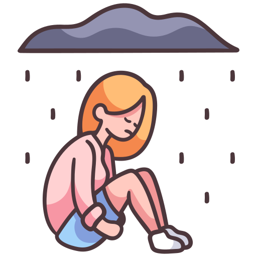 Pessoa triste sob chuva
